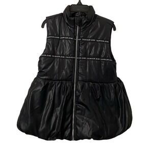 Calvin Klein Jeans Girl's Black Logo Zip-Up Waterproof‎ Vest Size 6